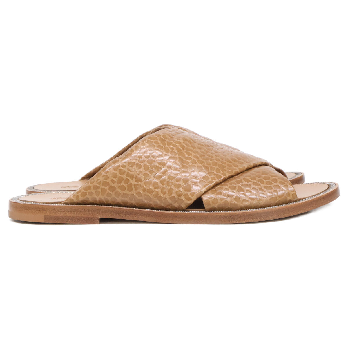 BRUNELLO CUCINELLI ブルネロクチネリ 【美品】レザー モニーレ装飾 クロスサンダル シューズ