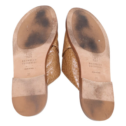 BRUNELLO CUCINELLI ブルネロクチネリ 【美品】レザー モニーレ装飾 クロスサンダル シューズ