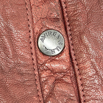AVIREX 6131016 Bordeaux Goat Leather MA-1 Bomber Jacket