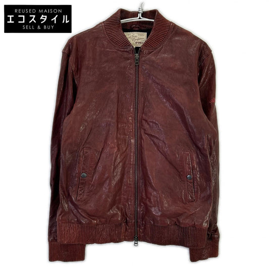 AVIREX 6131016 Bordeaux Goat Leather MA-1 Bomber Jacket