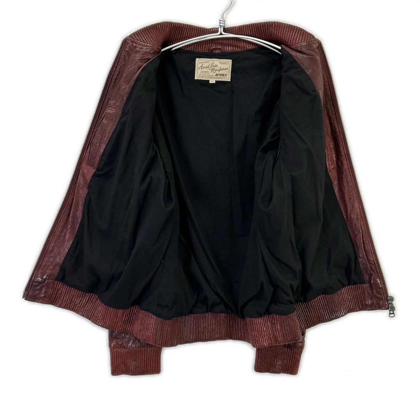 AVIREX 6131016 Bordeaux Goat Leather MA-1 Bomber Jacket
