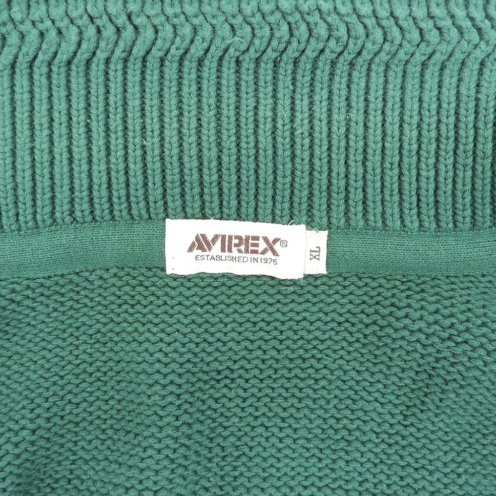 AVIREX アヴィレックス ワッペン ニット ブルゾン ジャケット メンズ グリーン XL 6124008 ジャケット