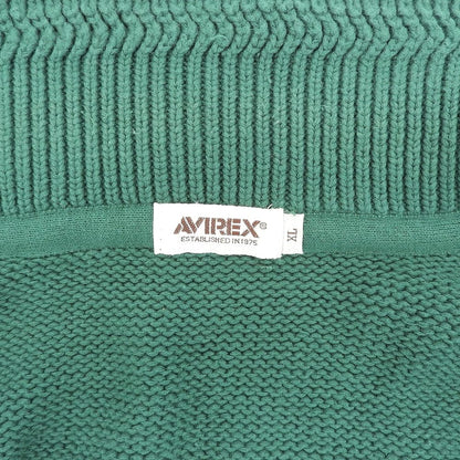 AVIREX アヴィレックス ワッペン ニット ブルゾン ジャケット メンズ グリーン XL 6124008 ジャケット
