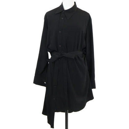 REGULATION Yohji Yamamoto レギュレーション ヨウジヤマモト 【24SS】FY-B55-500 CHINE R-FRONT ZIP SHIRT アシメントリーデザイン ベルト付 ロングシャツ トップス