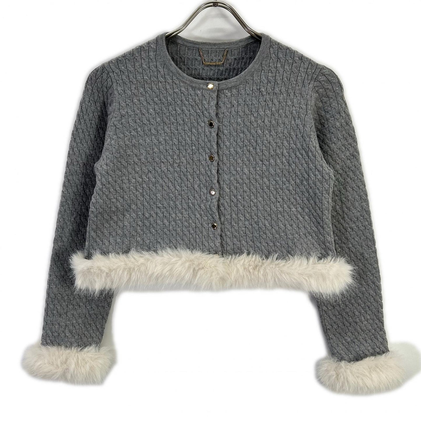CELFORD セルフォード 25AW グレー シルクカシミア混 ファートリムカーディガン トップス