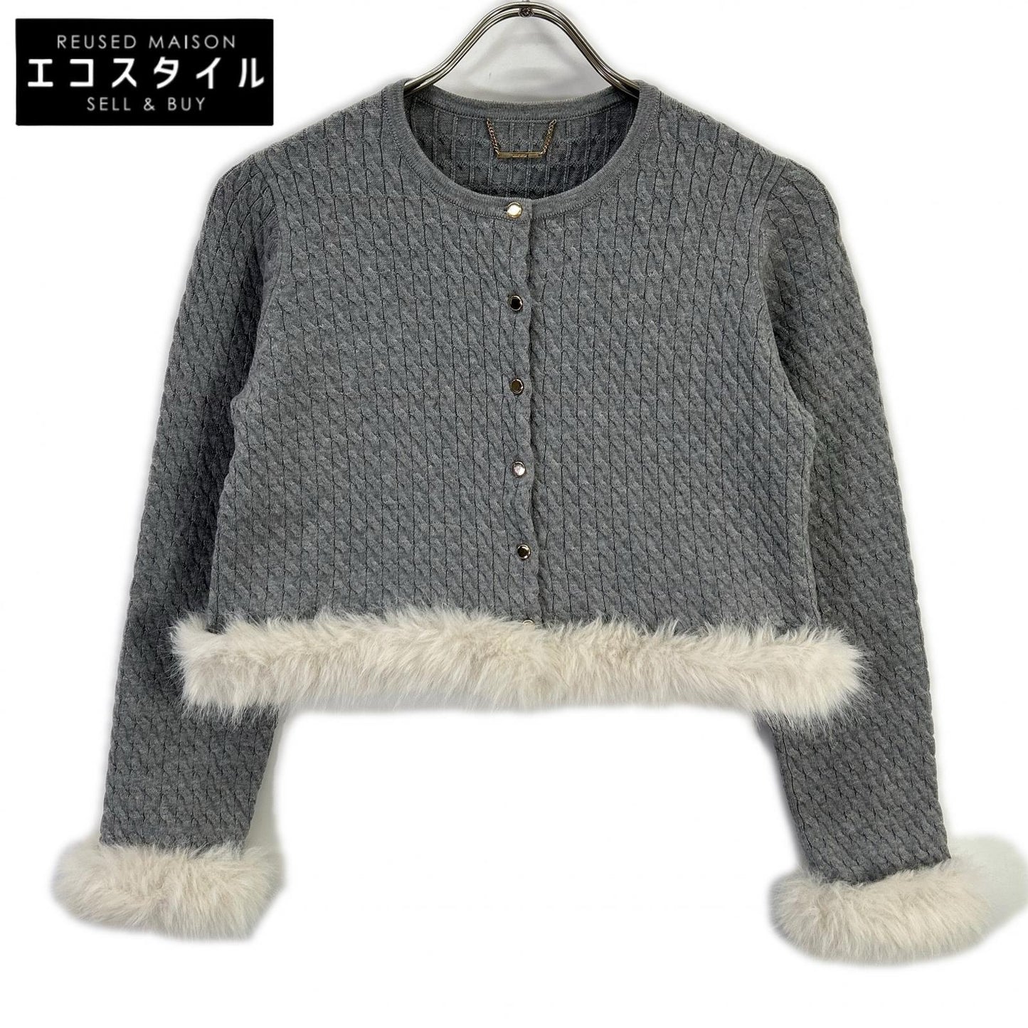 CELFORD セルフォード 25AW グレー シルクカシミア混 ファートリムカーディガン トップス