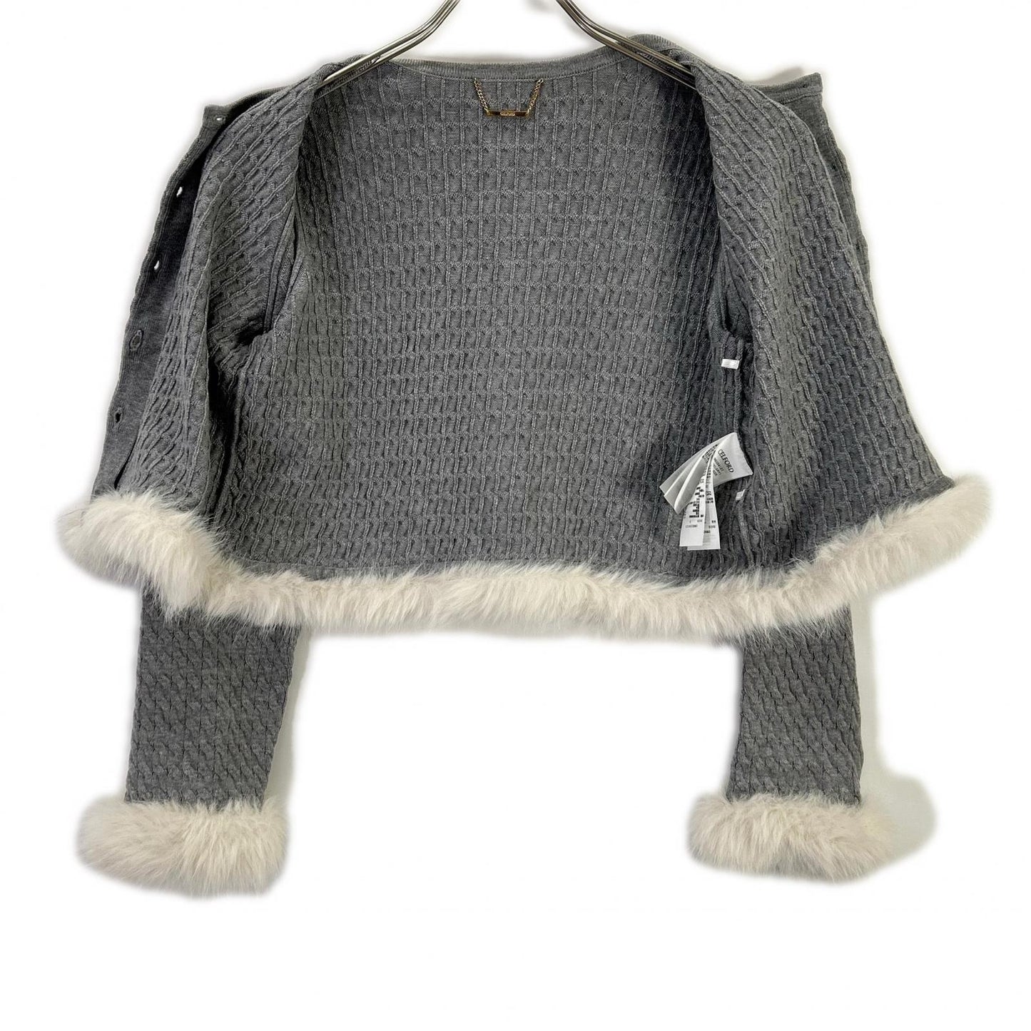 CELFORD セルフォード 25AW グレー シルクカシミア混 ファートリムカーディガン トップス
