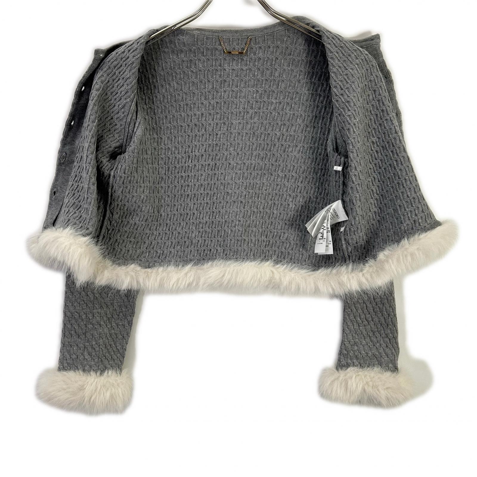 CELFORD セルフォード 25AW グレー シルクカシミア混 ファートリムカーディガン トップス