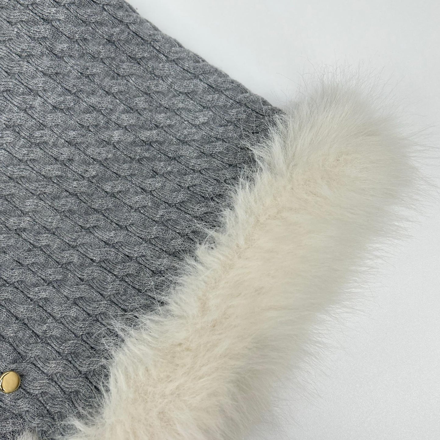 CELFORD セルフォード 25AW グレー シルクカシミア混 ファートリムカーディガン トップス