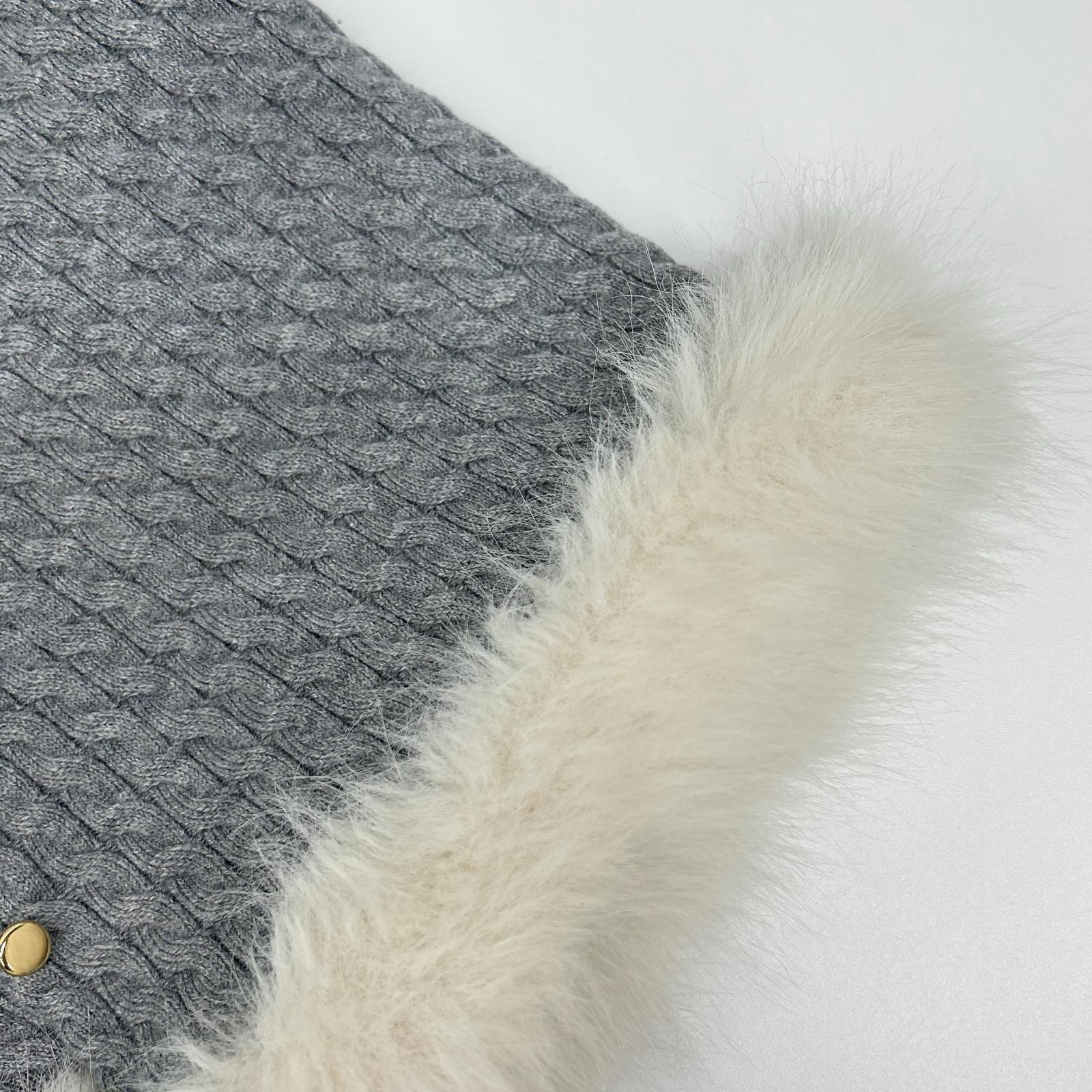 CELFORD セルフォード 25AW グレー シルクカシミア混 ファートリムカーディガン トップス