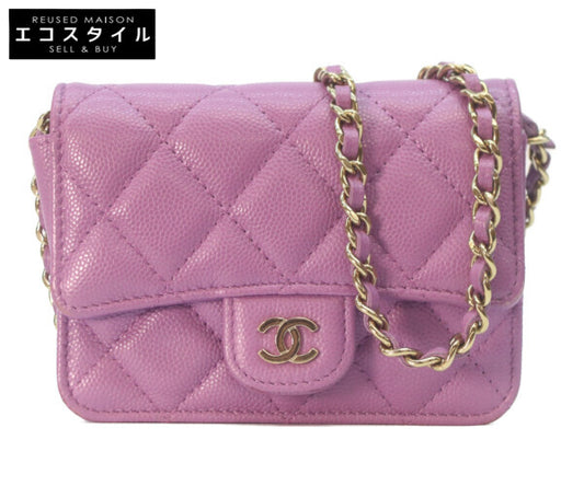 CHANEL シャネル 32番台 ミニミニマトラッセ キャビアスキン チェーン ショルダーバッグ