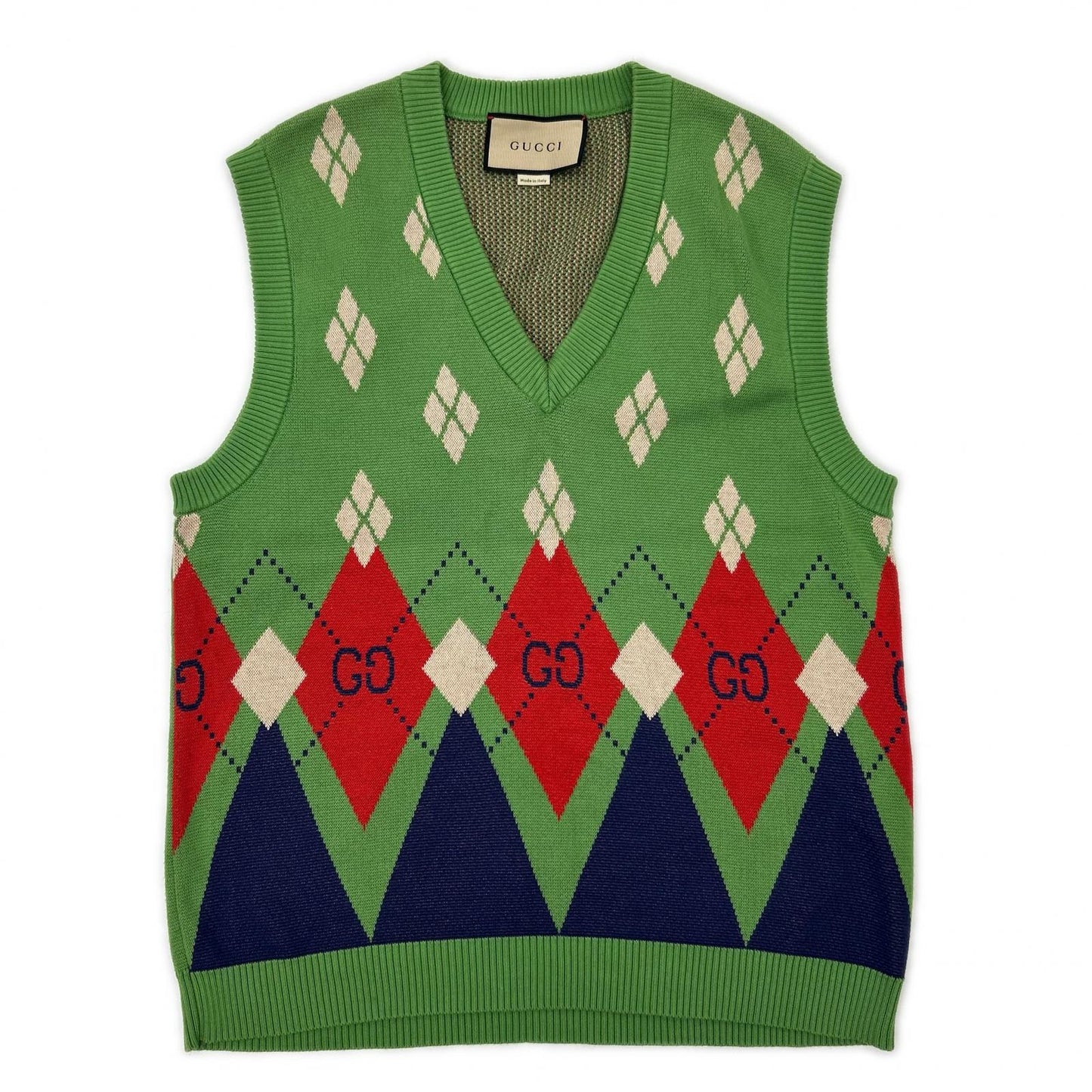 GUCCI グッチ 653841 XKBUQ グリーン 21AW アーガイルニットベスト ベスト