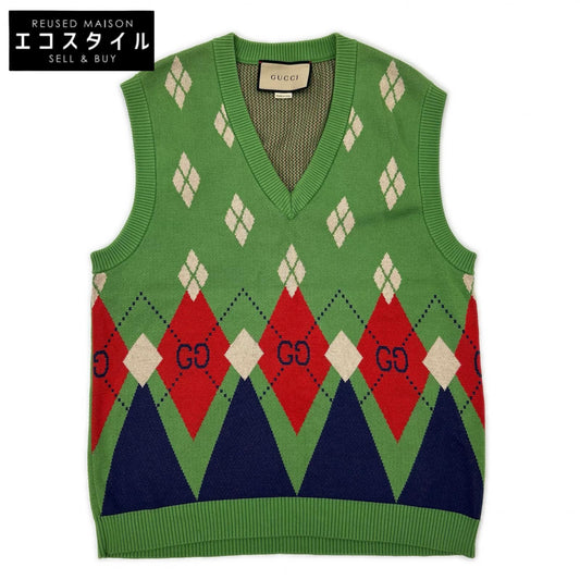 GUCCI グッチ 653841 XKBUQ グリーン 21AW アーガイルニットベスト ベスト