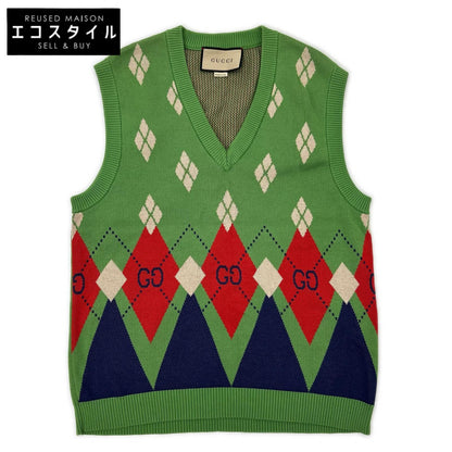 GUCCI グッチ 653841 XKBUQ グリーン 21AW アーガイルニットベスト ベスト