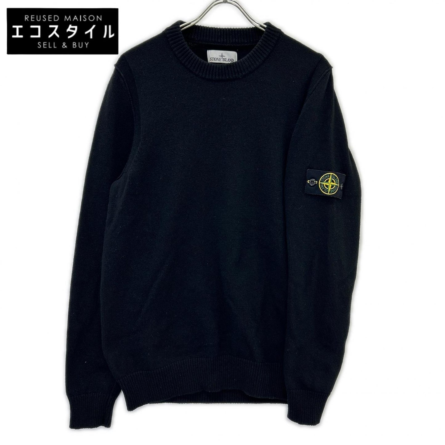 STONE ISLAND ストーンアイランド 7915508A3 ブラック クルーネックニット トップス