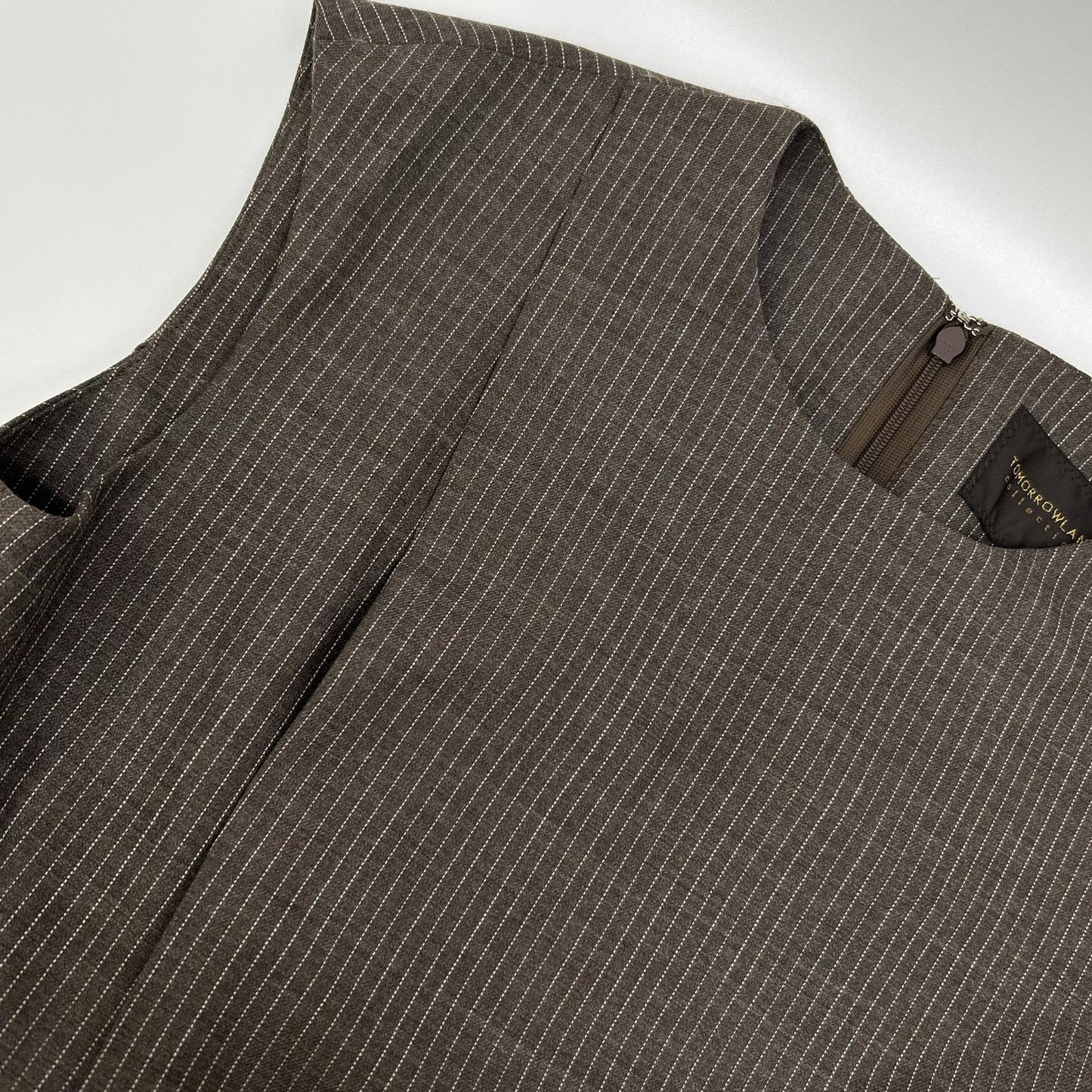 TOMORROWLAND Tomorrowland 25【collection】 Brown Single-Track-Stripe Asymmetric Draped Dress Dress