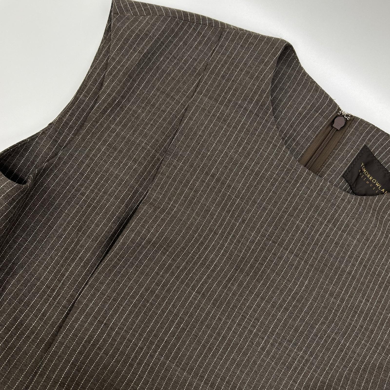 TOMORROWLAND Tomorrowland 25【collection】 Brown Single-Track-Stripe Asymmetric Draped Dress Dress