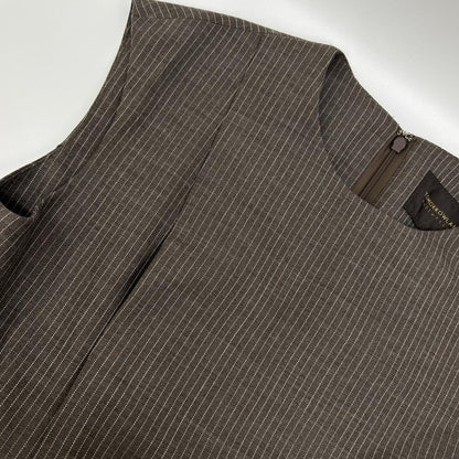 TOMORROWLAND Tomorrowland 25【collection】 Brown Single-Track-Stripe Asymmetric Draped Dress Dress