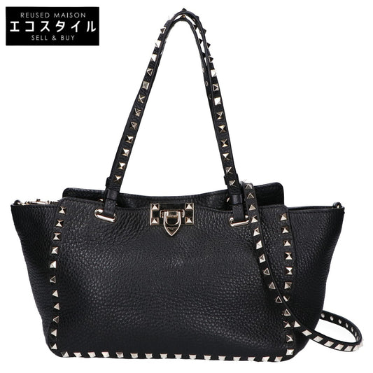 VALENTINO ヴァレンティノ MW2B0037VSF グレインレザー ロックスタッズ2WAYショルダーバッグ ハンドバッグ