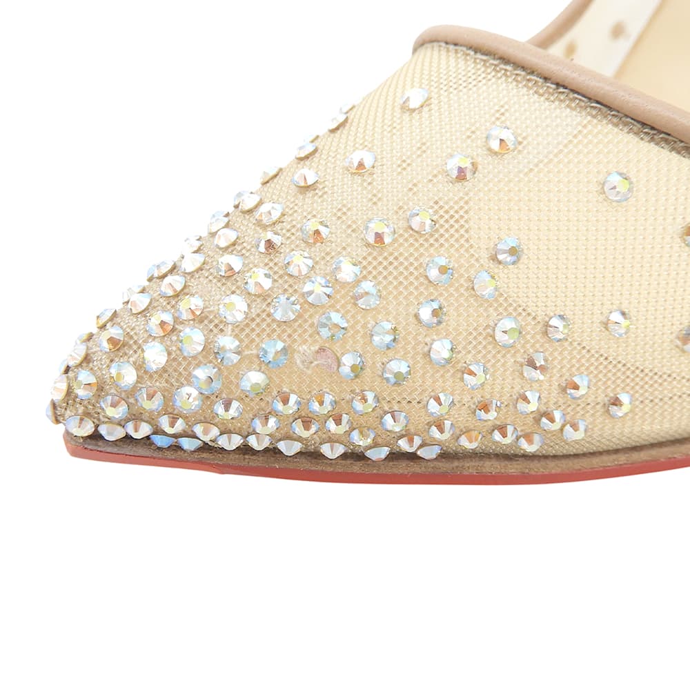 CHRISTIAN LOUBOUTIN Fine Condition Strass 100mm Heeled Pumps Women's Beige 37 1/2 Shoes