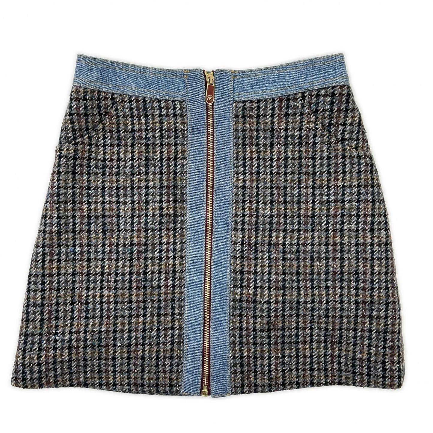 SANDRO サンドロ ブルー SFPJU00752-D284 Short tweed and denim skirt スカート