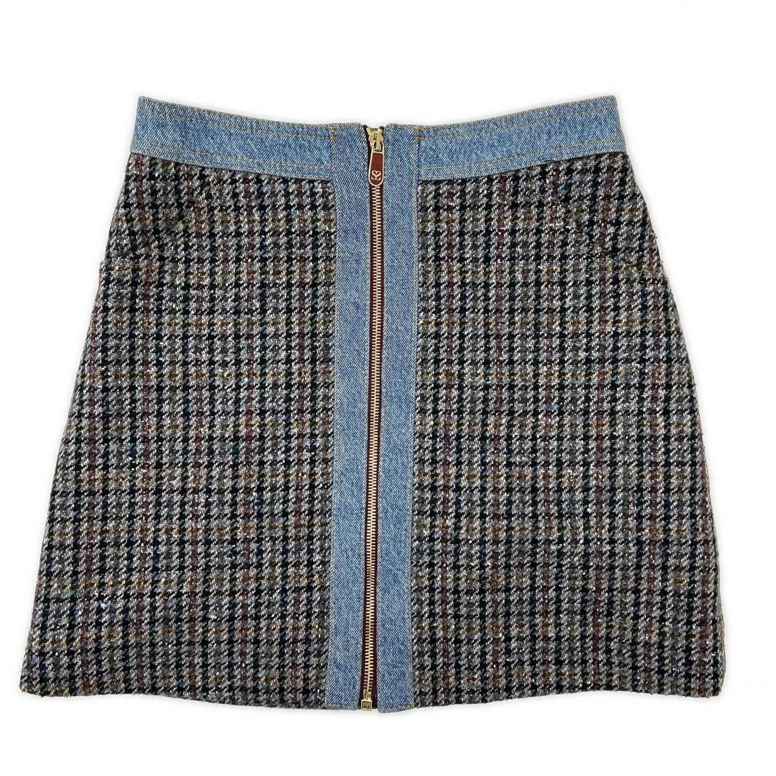 SANDRO サンドロ ブルー SFPJU00752-D284 Short tweed and denim skirt スカート