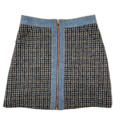 SANDRO サンドロ ブルー SFPJU00752-D284 Short tweed and denim skirt スカート