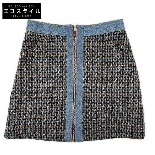 sandro サンドロ ブルー SFPJU00752-D284 Short tweed and denim skirt スカート