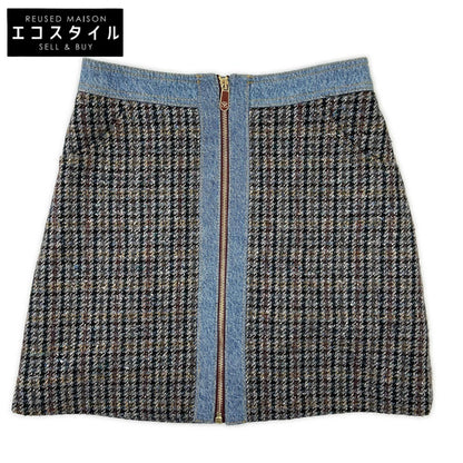 SANDRO サンドロ ブルー SFPJU00752-D284 Short tweed and denim skirt スカート