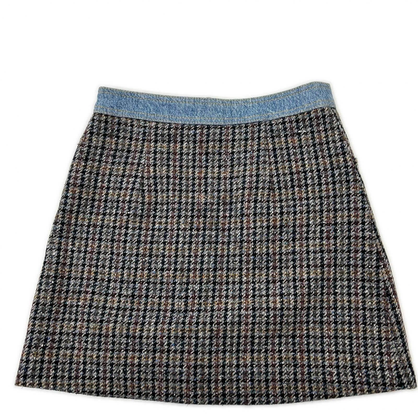 SANDRO サンドロ ブルー SFPJU00752-D284 Short tweed and denim skirt スカート