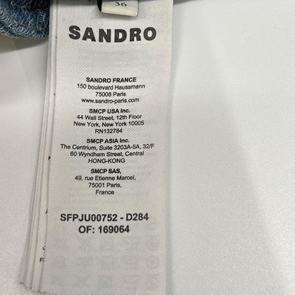 sandro サンドロ ブルー SFPJU00752-D284 Short tweed and denim skirt スカート