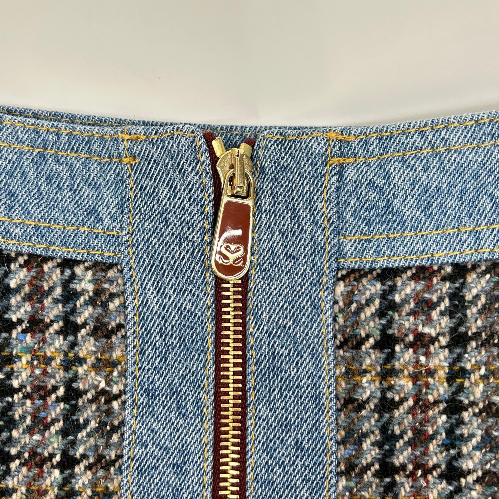 sandro サンドロ ブルー SFPJU00752-D284 Short tweed and denim skirt スカート