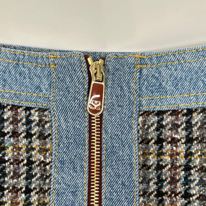 sandro サンドロ ブルー SFPJU00752-D284 Short tweed and denim skirt スカート