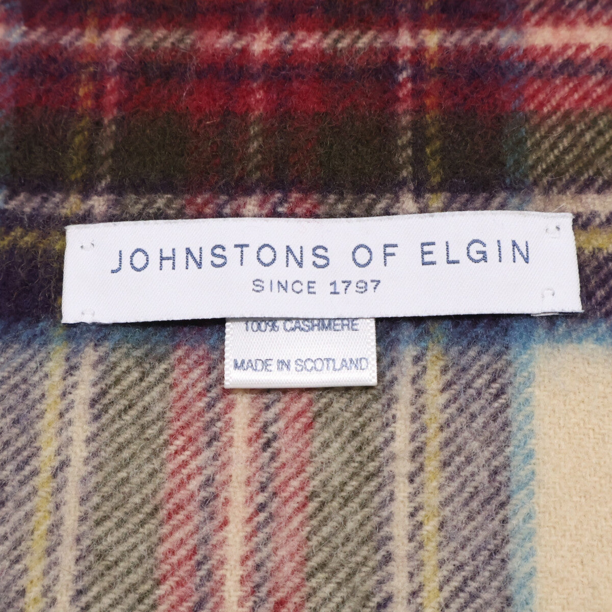 Johnstons ジョンストンズ 【美品】タータンチェック カシミヤ100％ フリンジ マフラー