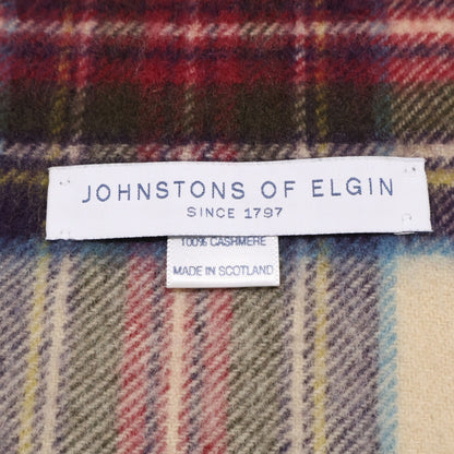 Johnstons ジョンストンズ 【美品】タータンチェック カシミヤ100％ フリンジ マフラー