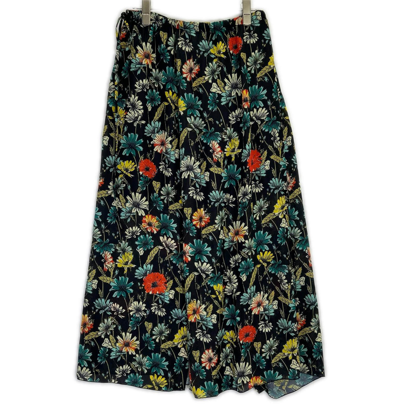 IENA Black Floral-Motif Skirt Skirt