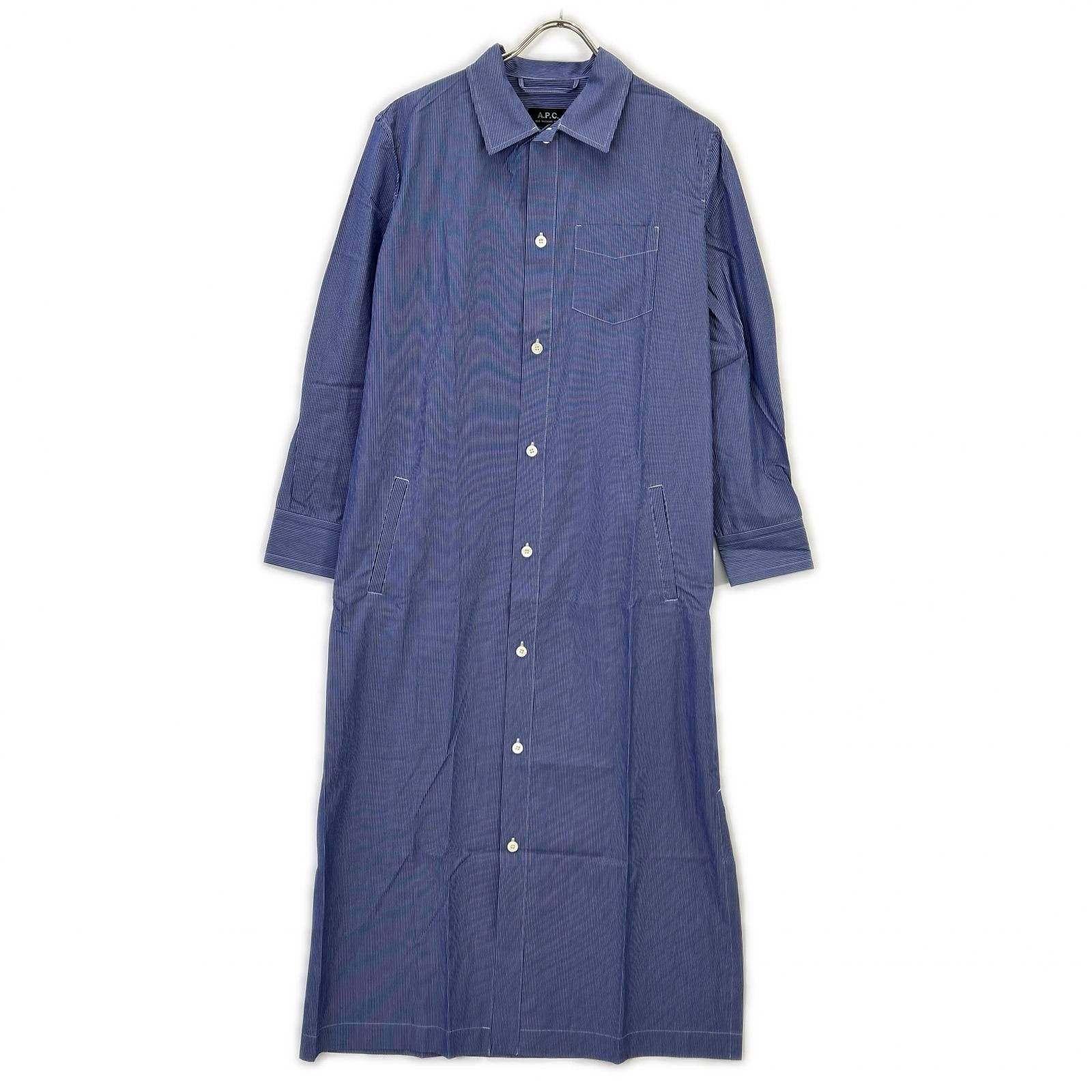 【A.P.C. アーペーセー】新品ワンピース A.P.C. アーペーセー ブルー ストライプ Millie ロングシャツ
