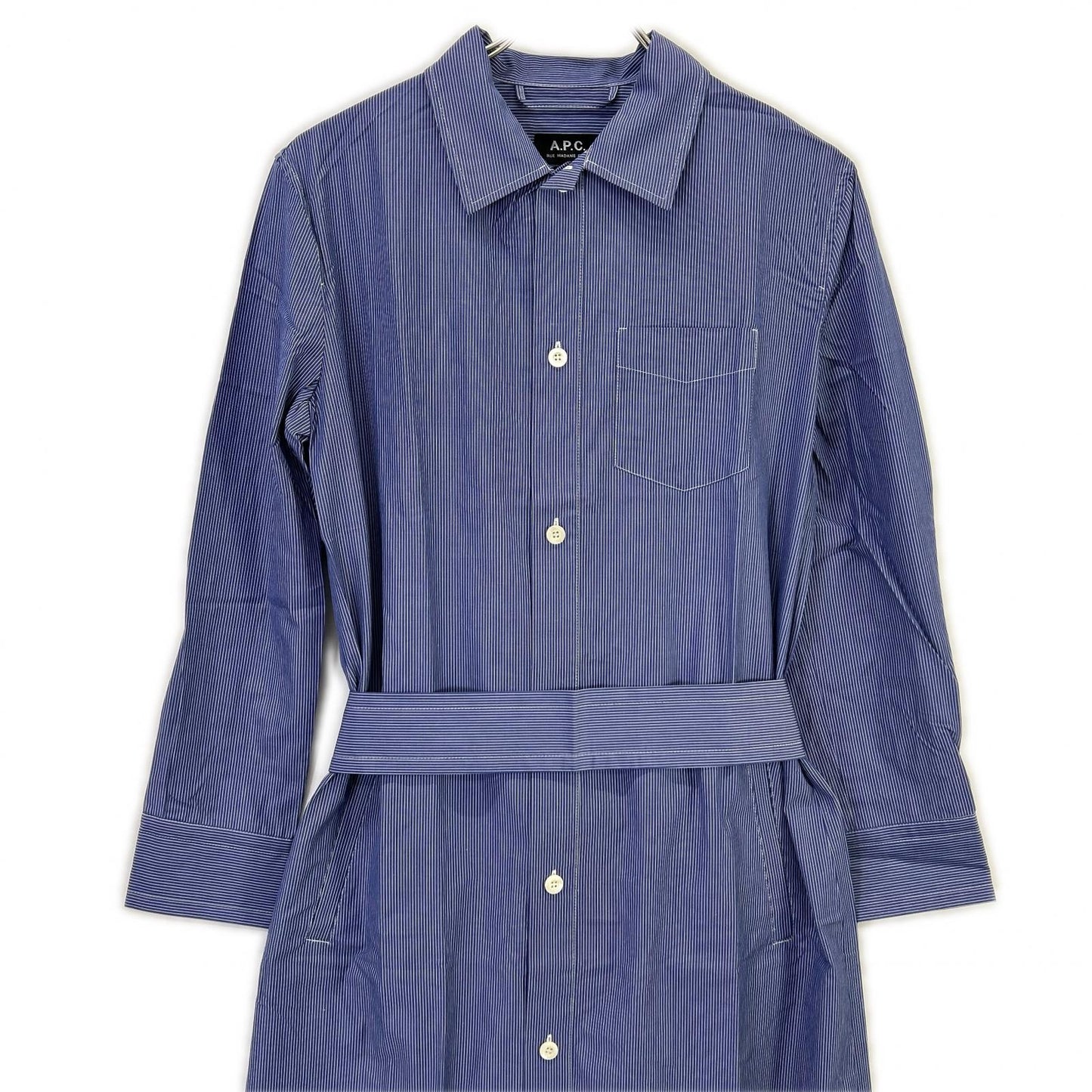 A.P.C. アーペーセー ブルー ストライプ Millie ロングシャツワンピース ワンピース