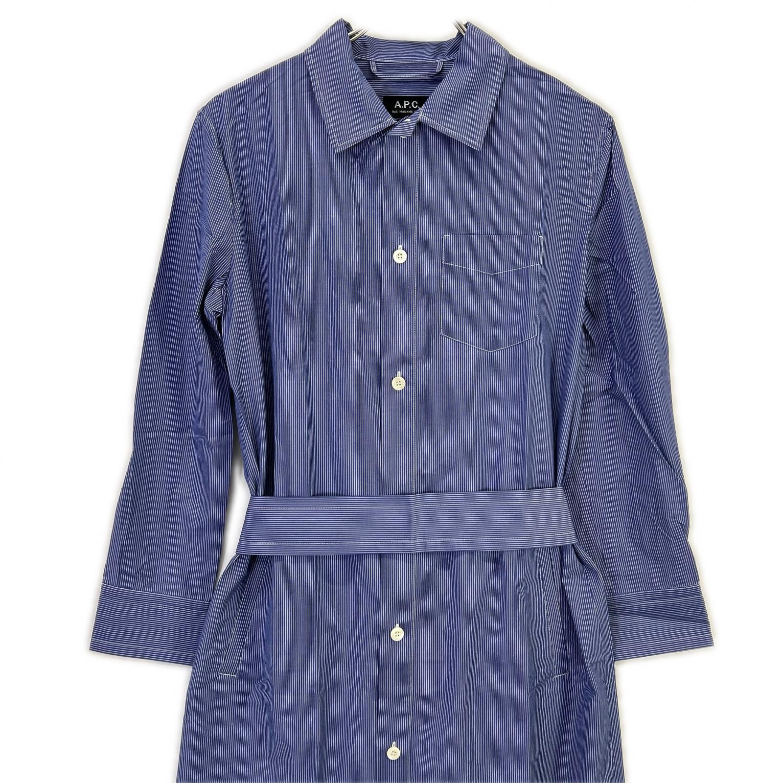 A.P.C. アーペーセー ブルー ストライプ Millie ロングシャツワンピース ワンピース