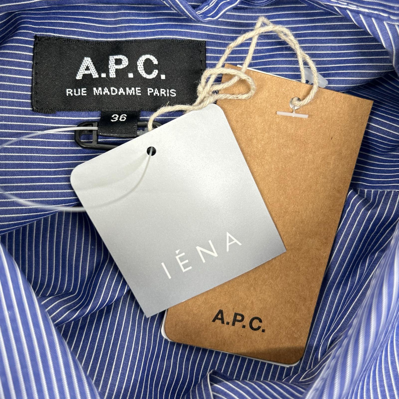 A.P.C. アーペーセー ブルー ストライプ Millie ロングシャツワンピース ワンピース