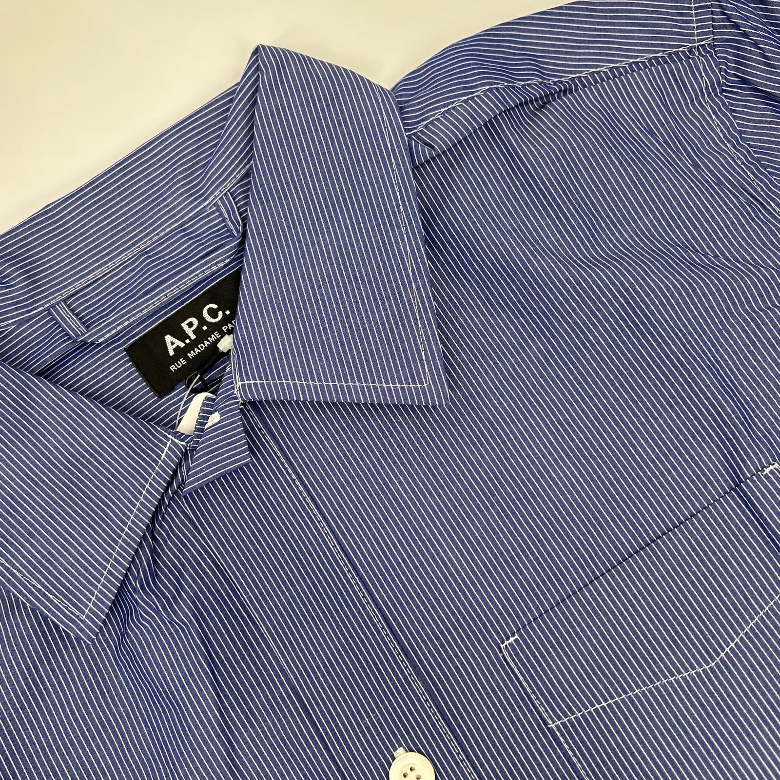 A.P.C. アーペーセー ブルー ストライプ Millie ロングシャツ