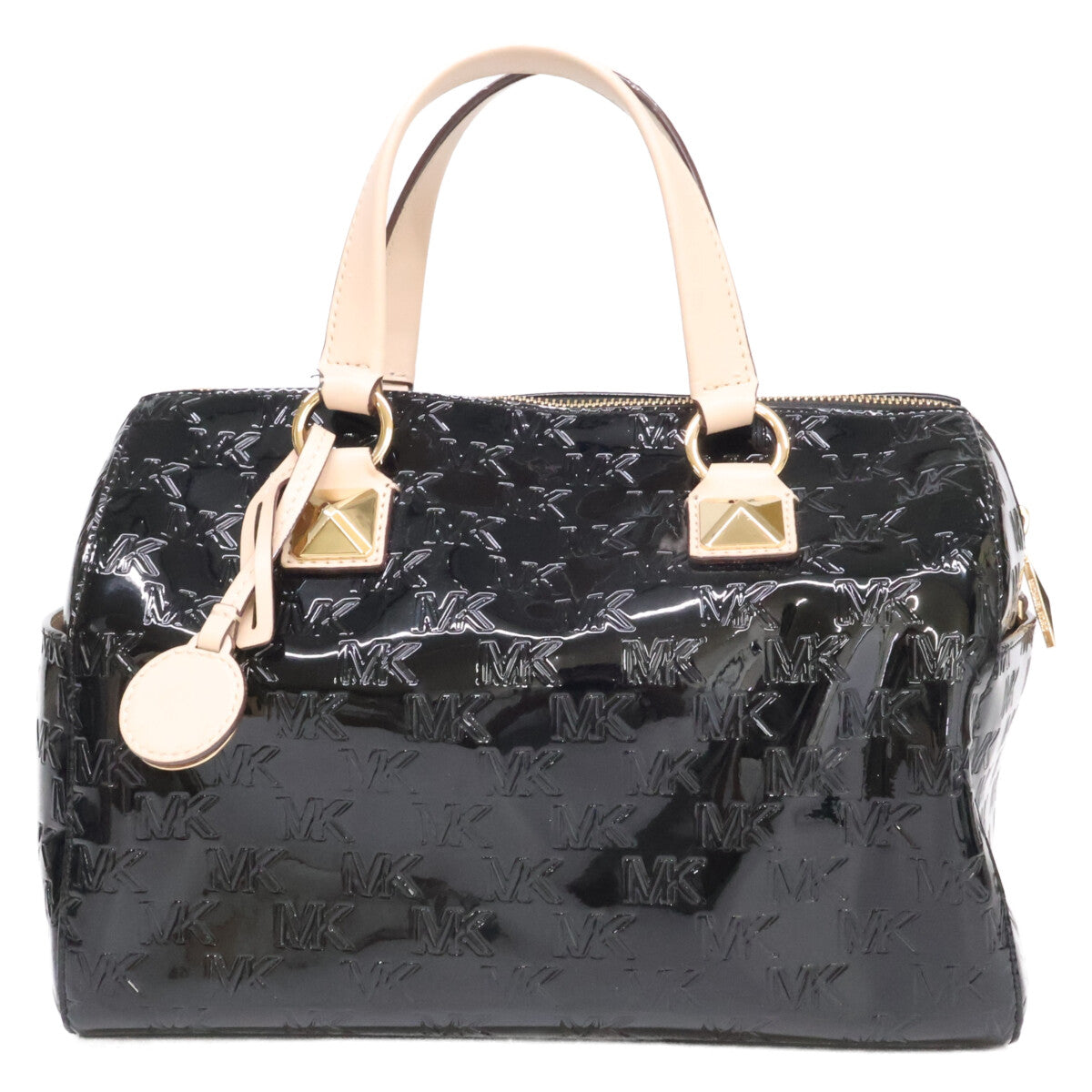 MICHAEL KORS マイケルコース 【美品】グレイソン エンボスロゴ パテント サッチェル ミディアム 2WAYショルダー ボストンバッグ