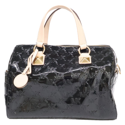 MICHAEL KORS マイケルコース 【美品】グレイソン エンボスロゴ パテント サッチェル ミディアム 2WAYショルダー ボストンバッグ