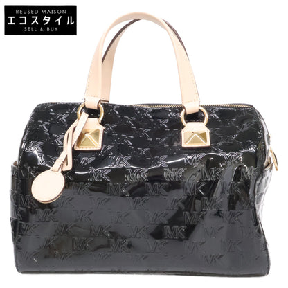 MICHAEL KORS マイケルコース 【美品】グレイソン エンボスロゴ パテント サッチェル ミディアム 2WAYショルダー ボストンバッグ
