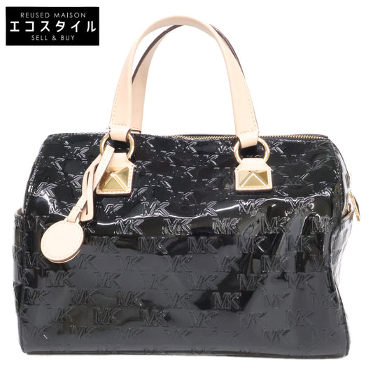 MICHAEL KORS マイケルコース 【美品】グレイソン エンボスロゴ パテント サッチェル ミディアム 2WAYショルダー ボストンバッグ