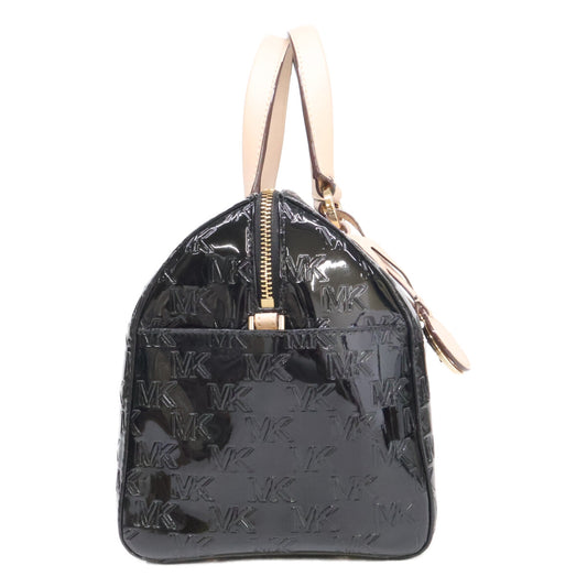 MICHAEL KORS マイケルコース 【美品】グレイソン エンボスロゴ パテント サッチェル ミディアム 2WAYショルダー ボストンバッグ