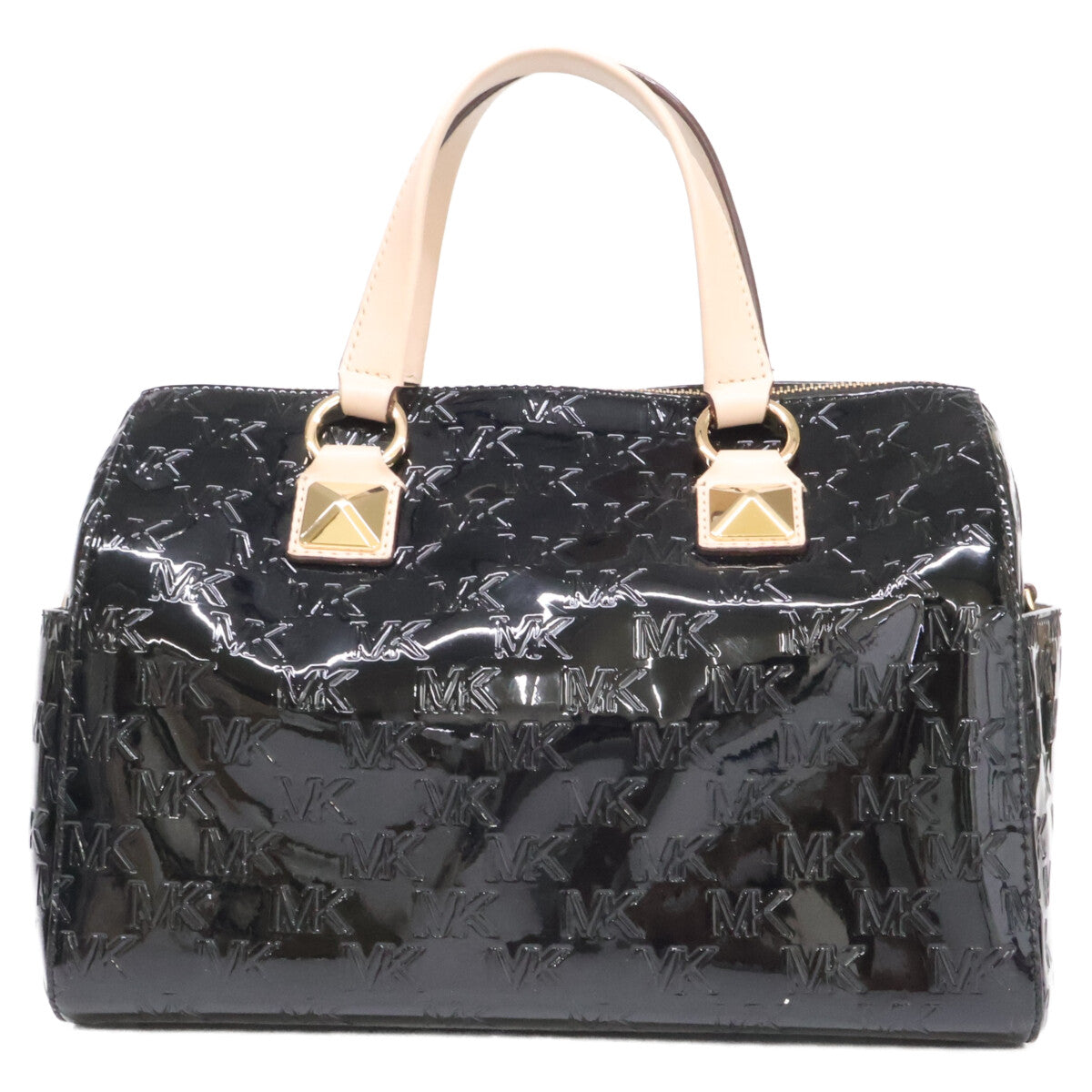 MICHAEL KORS マイケルコース 【美品】グレイソン エンボスロゴ パテント サッチェル ミディアム 2WAYショルダー ボストンバッグ