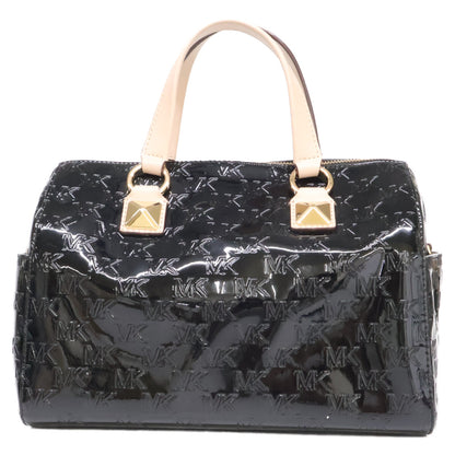 MICHAEL KORS マイケルコース 【美品】グレイソン エンボスロゴ パテント サッチェル ミディアム 2WAYショルダー ボストンバッグ