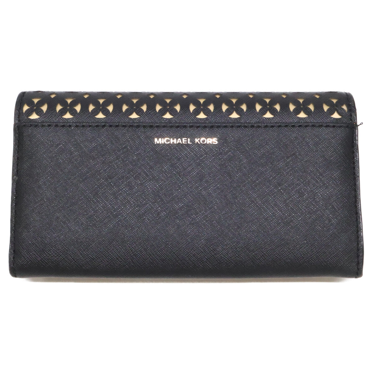 MICHAEL KORS マイケルコース サフィアーノレザー フラワーモチーフカットアウト ロングウォレット 長財布（小銭入れあり）