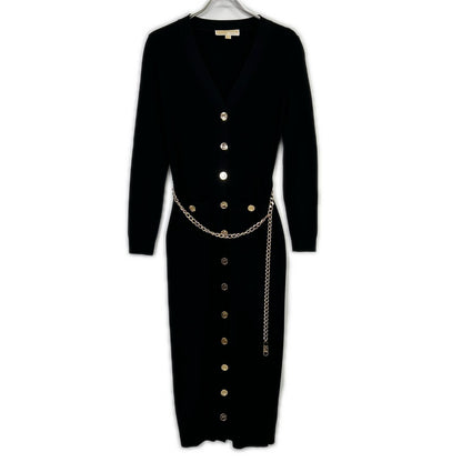 MICHAEL KORS マイケルコース ブラック MF381UB33D Stretch Viscose Belted Midi Dress ワンピース